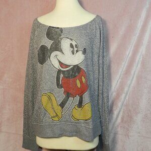 Girls Grey Distressed Disney Mickey Sweater Size XL